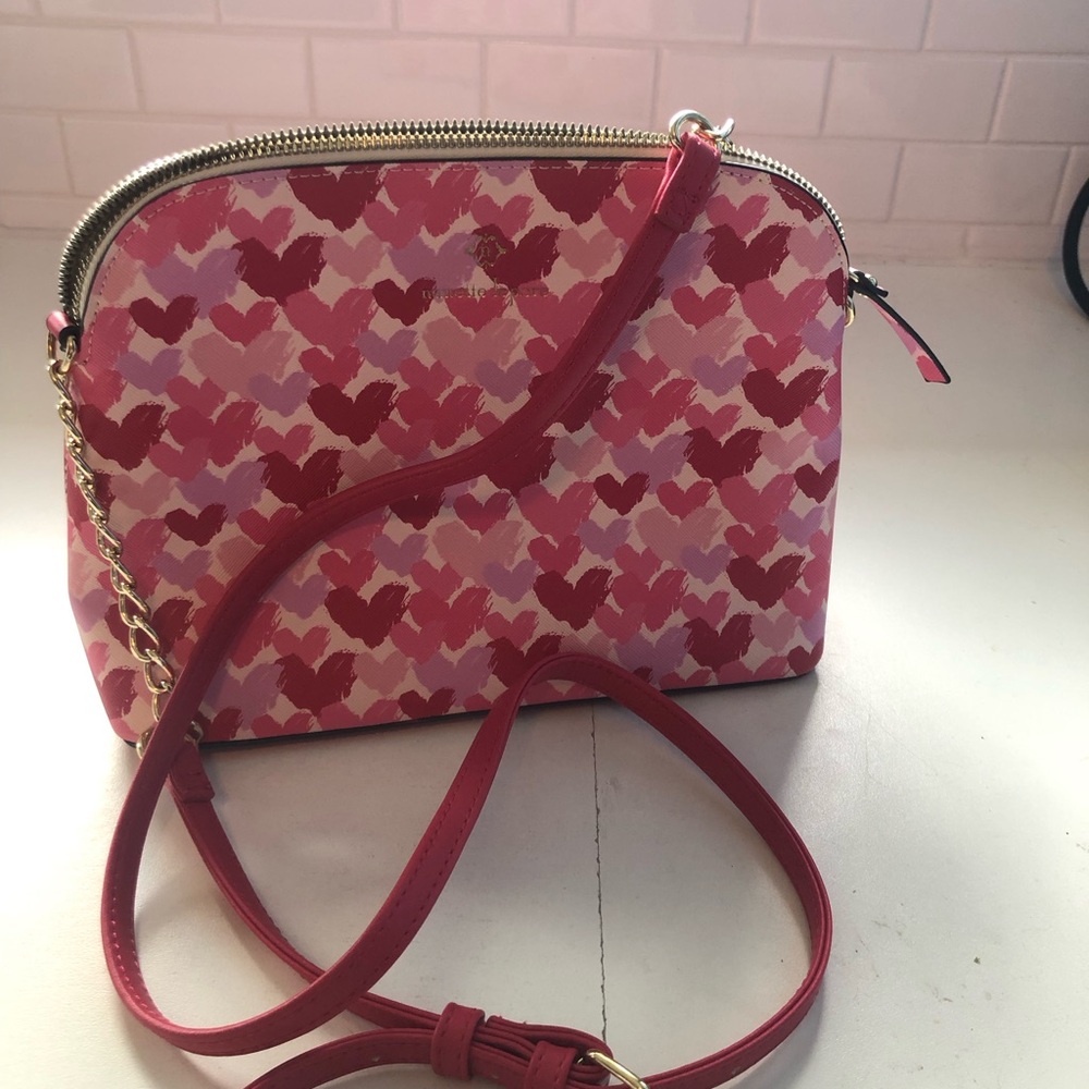Nanette Lepore Red and Pink Heart Crossbody Bag